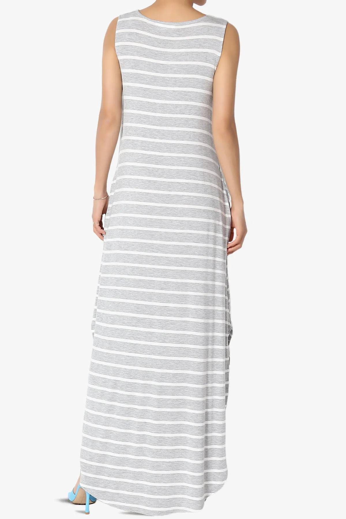 Lanie Striped Sleeveless Split Hem Maxi Dress