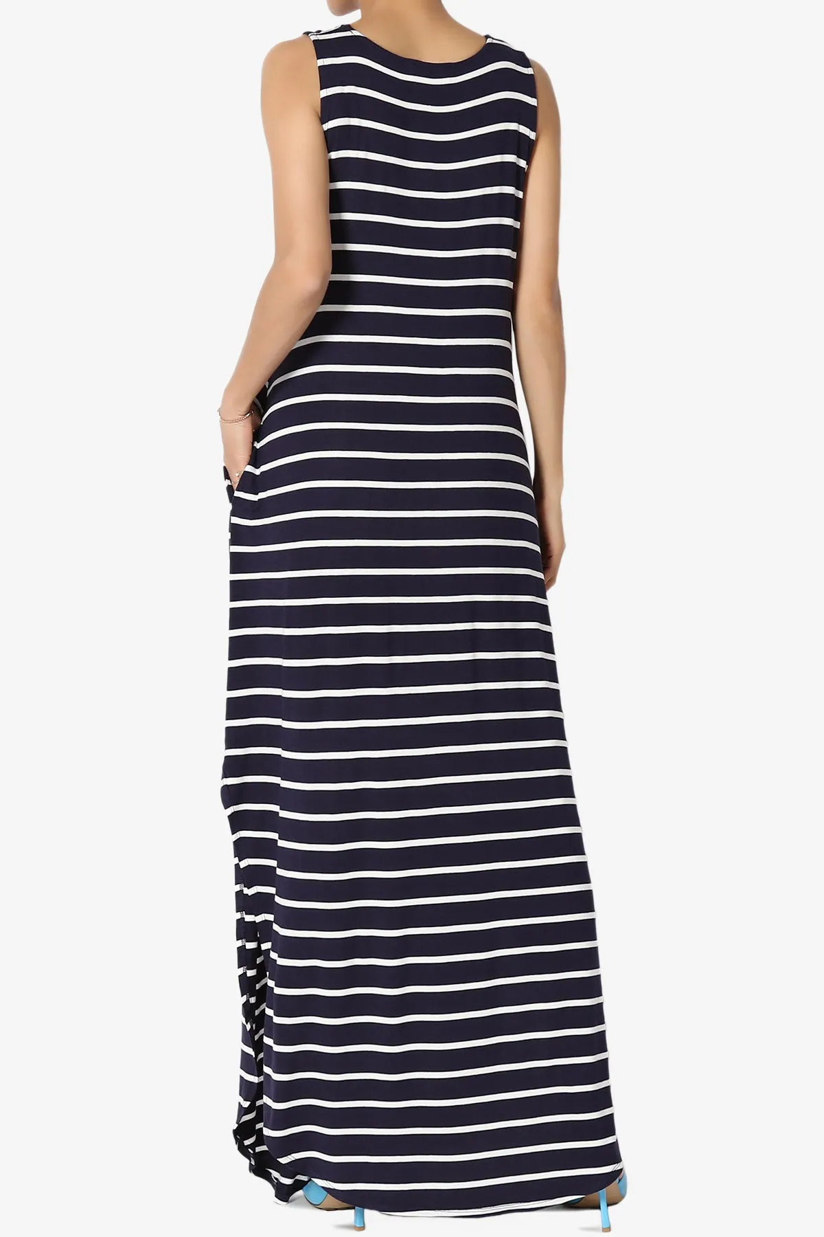 Lanie Striped Sleeveless Split Hem Maxi Dress