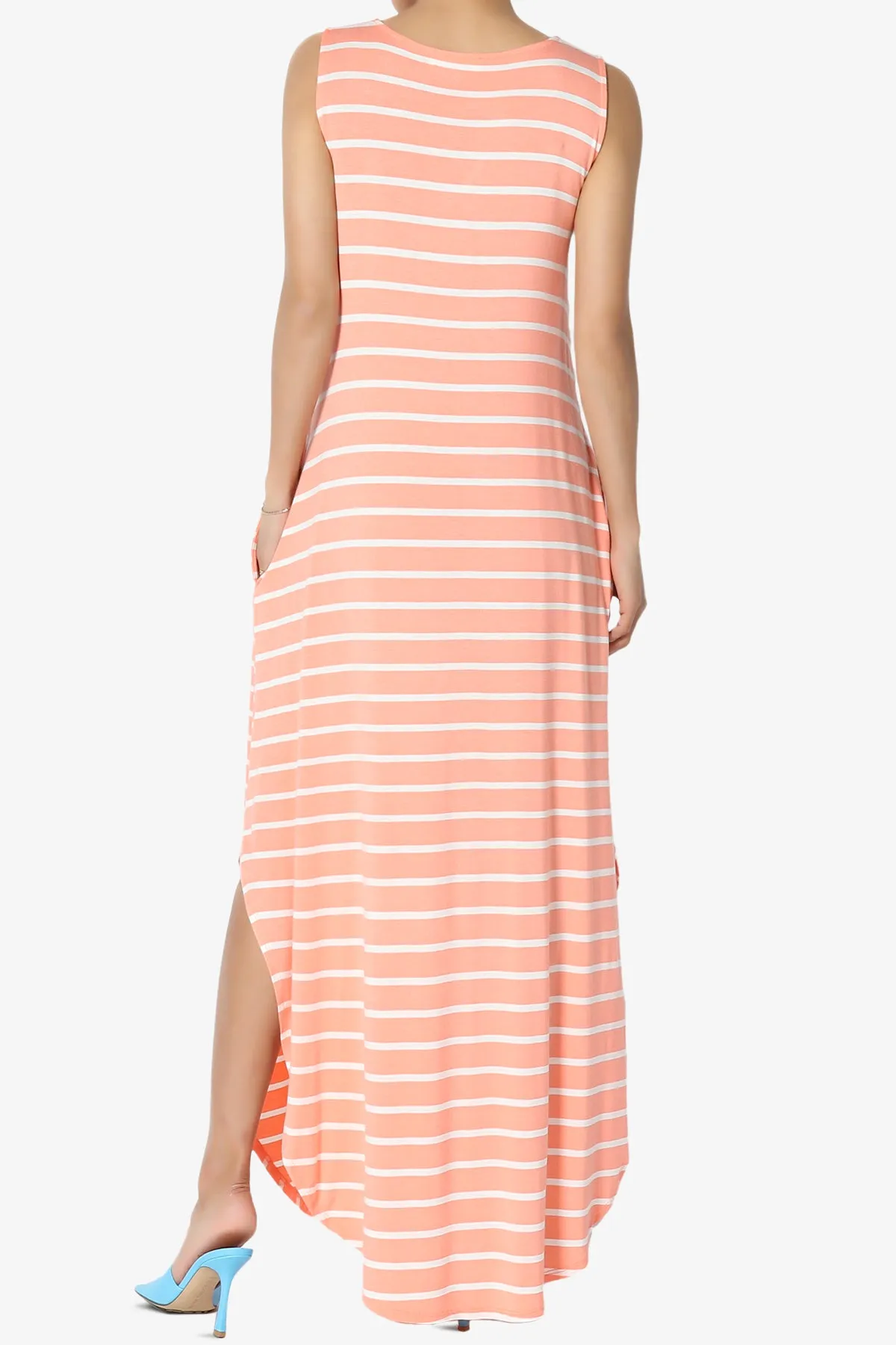 Lanie Striped Sleeveless Split Hem Maxi Dress