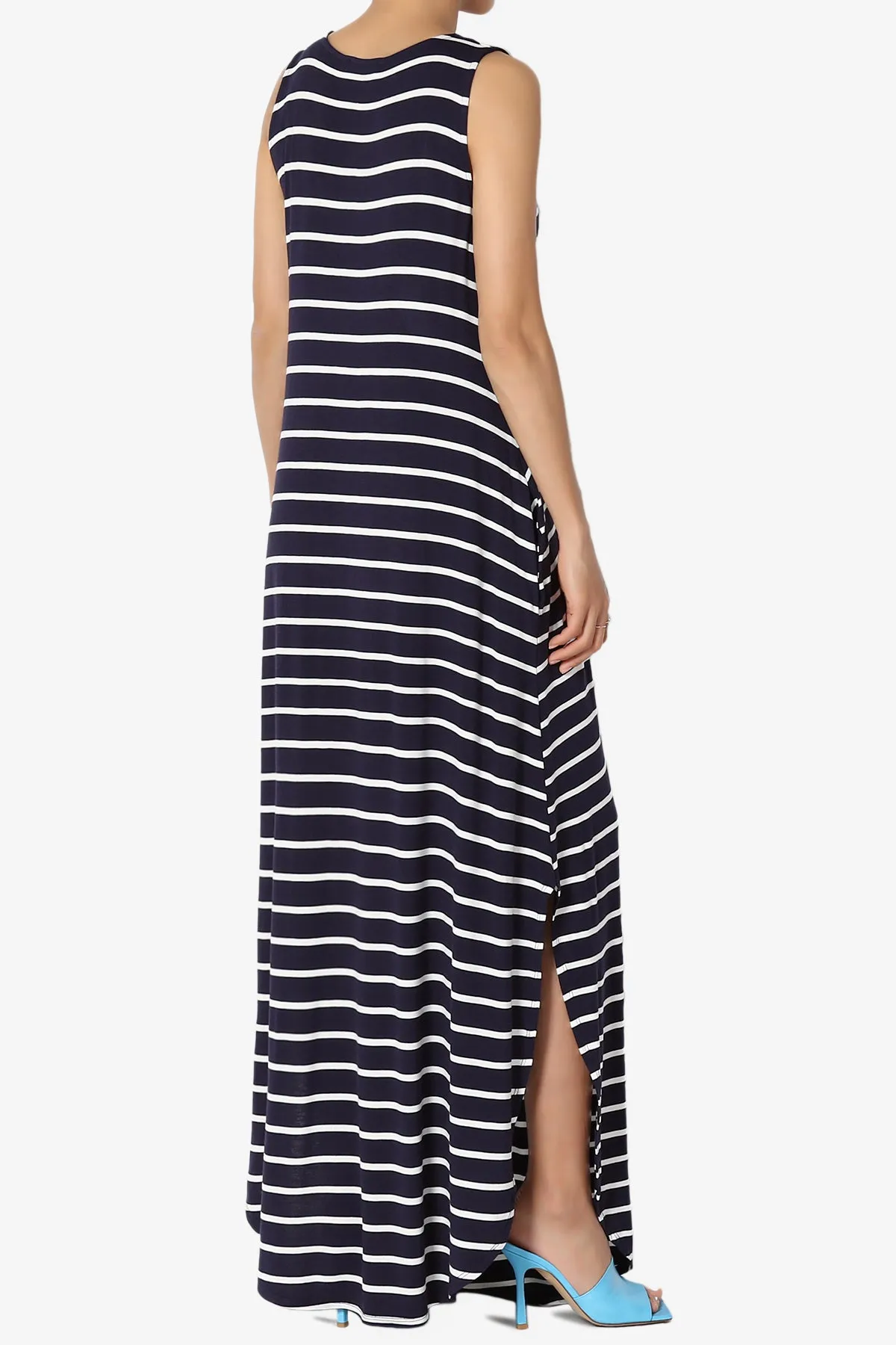 Lanie Striped Sleeveless Split Hem Maxi Dress