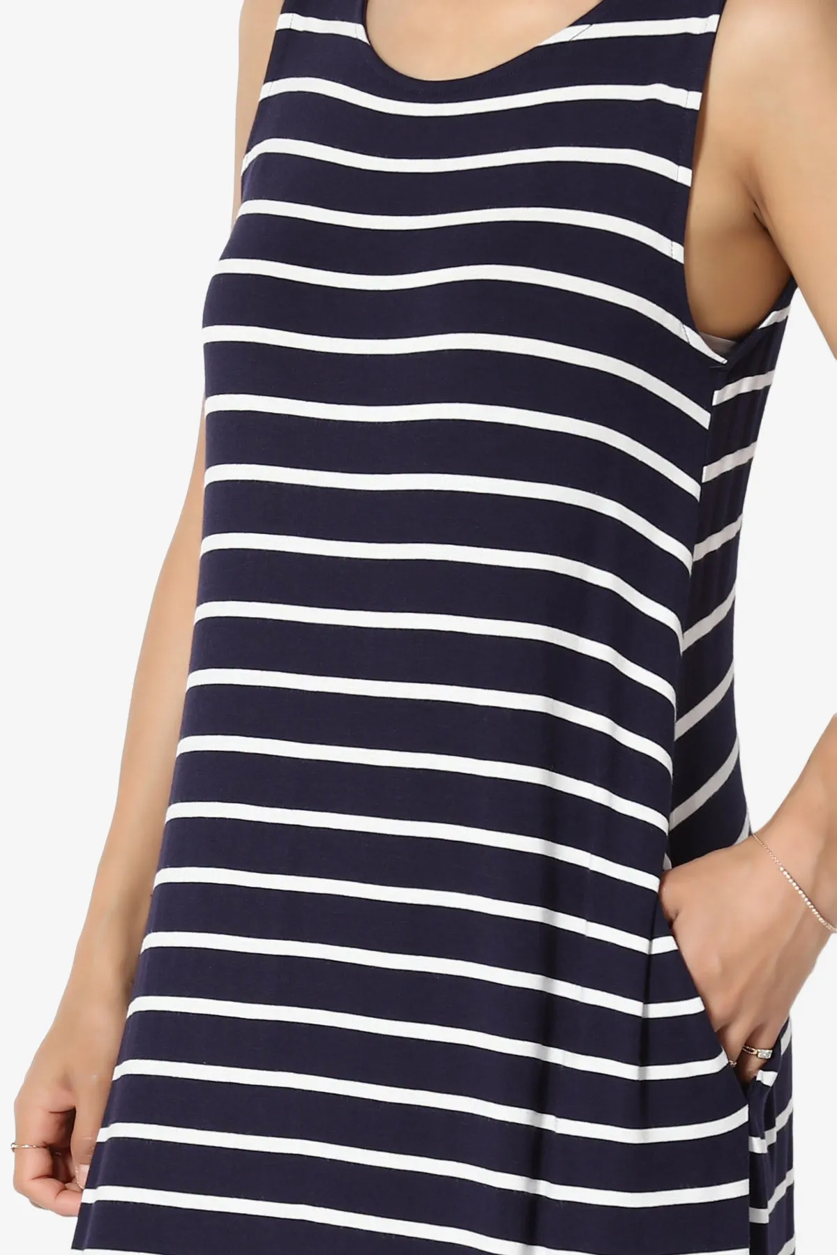 Lanie Striped Sleeveless Split Hem Maxi Dress