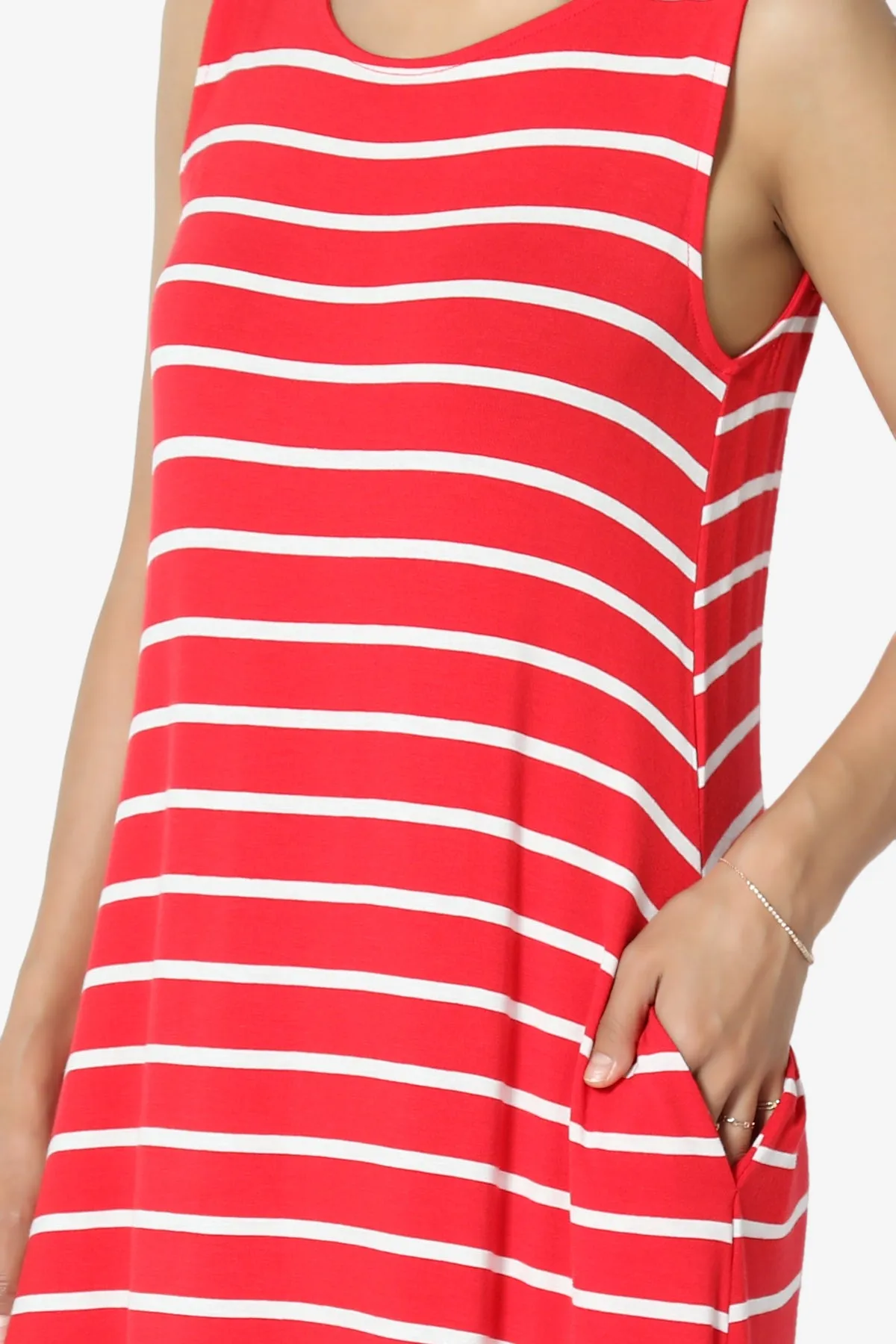 Lanie Striped Sleeveless Split Hem Maxi Dress