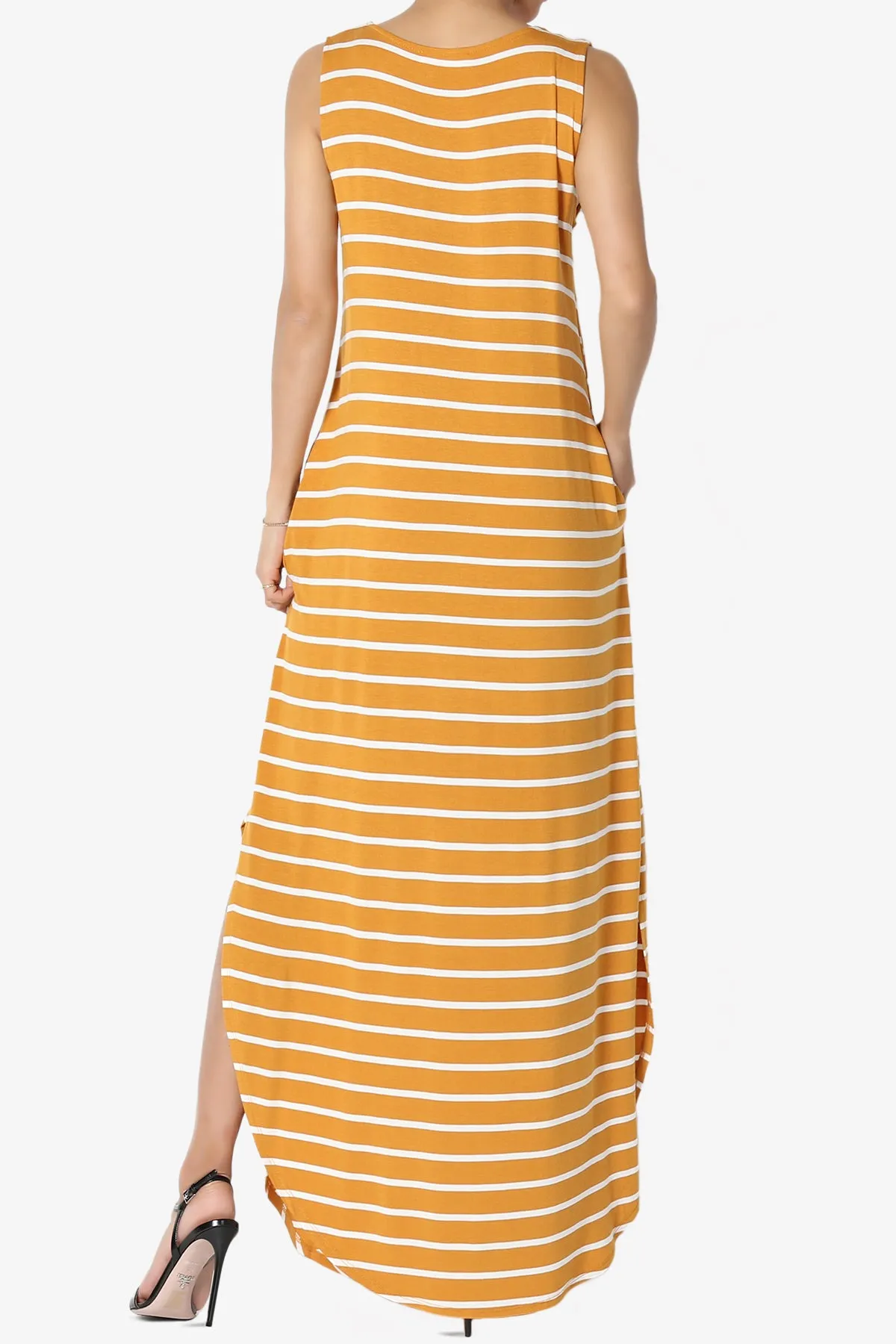 Lanie Striped Sleeveless Split Hem Maxi Dress
