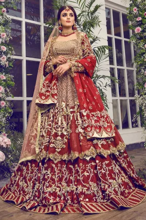 Latest beautiful Indian designer wedding dress in crimson red color # B3457
