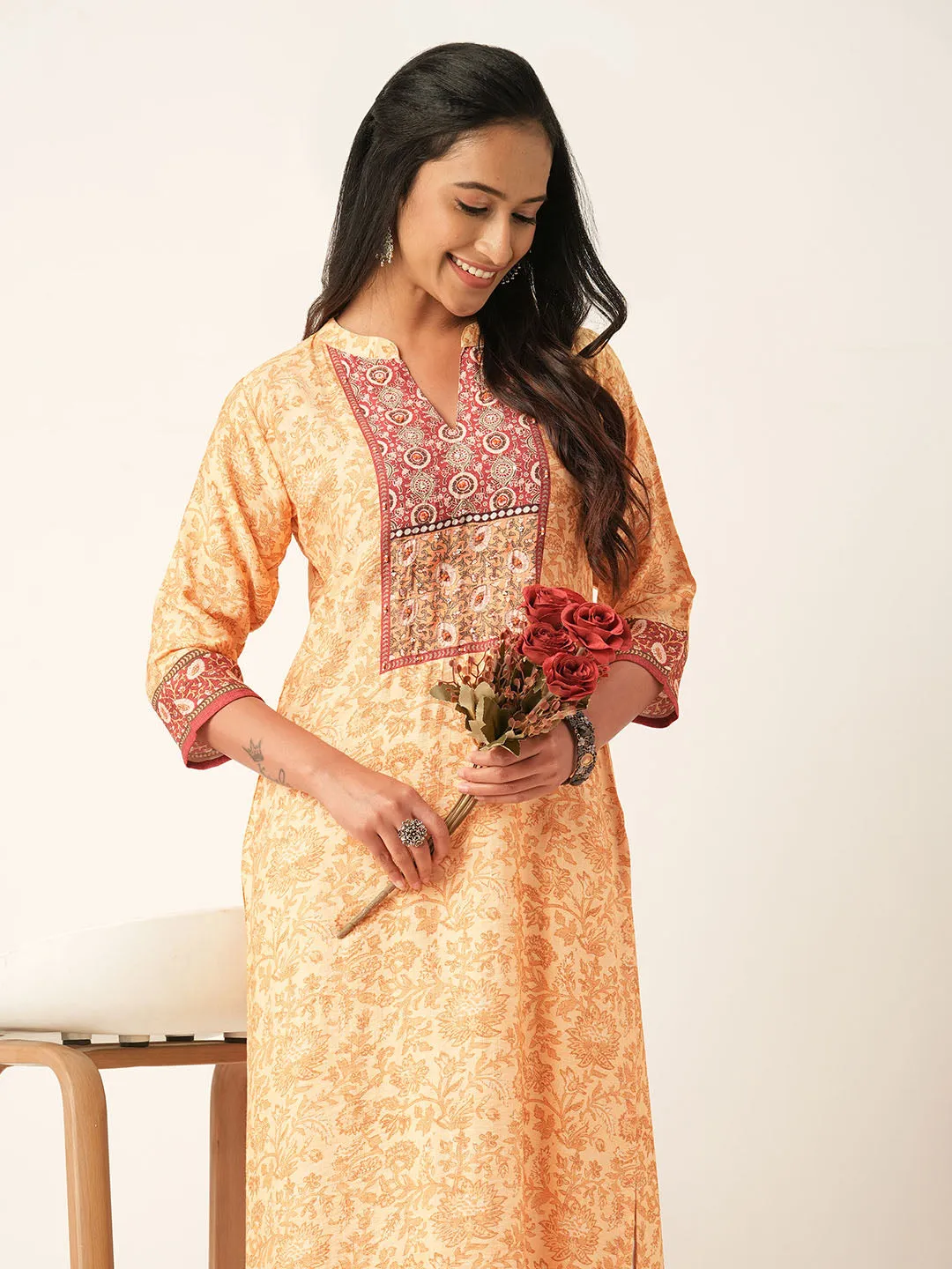 Lemon Comfort Fit Silk Kurta for Women Online in India - Zola