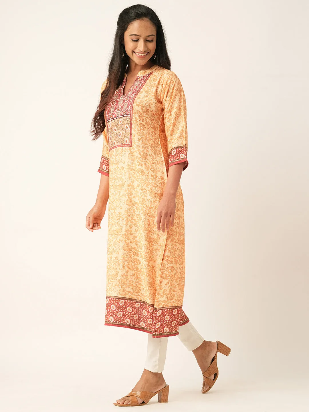 Lemon Comfort Fit Silk Kurta for Women Online in India - Zola