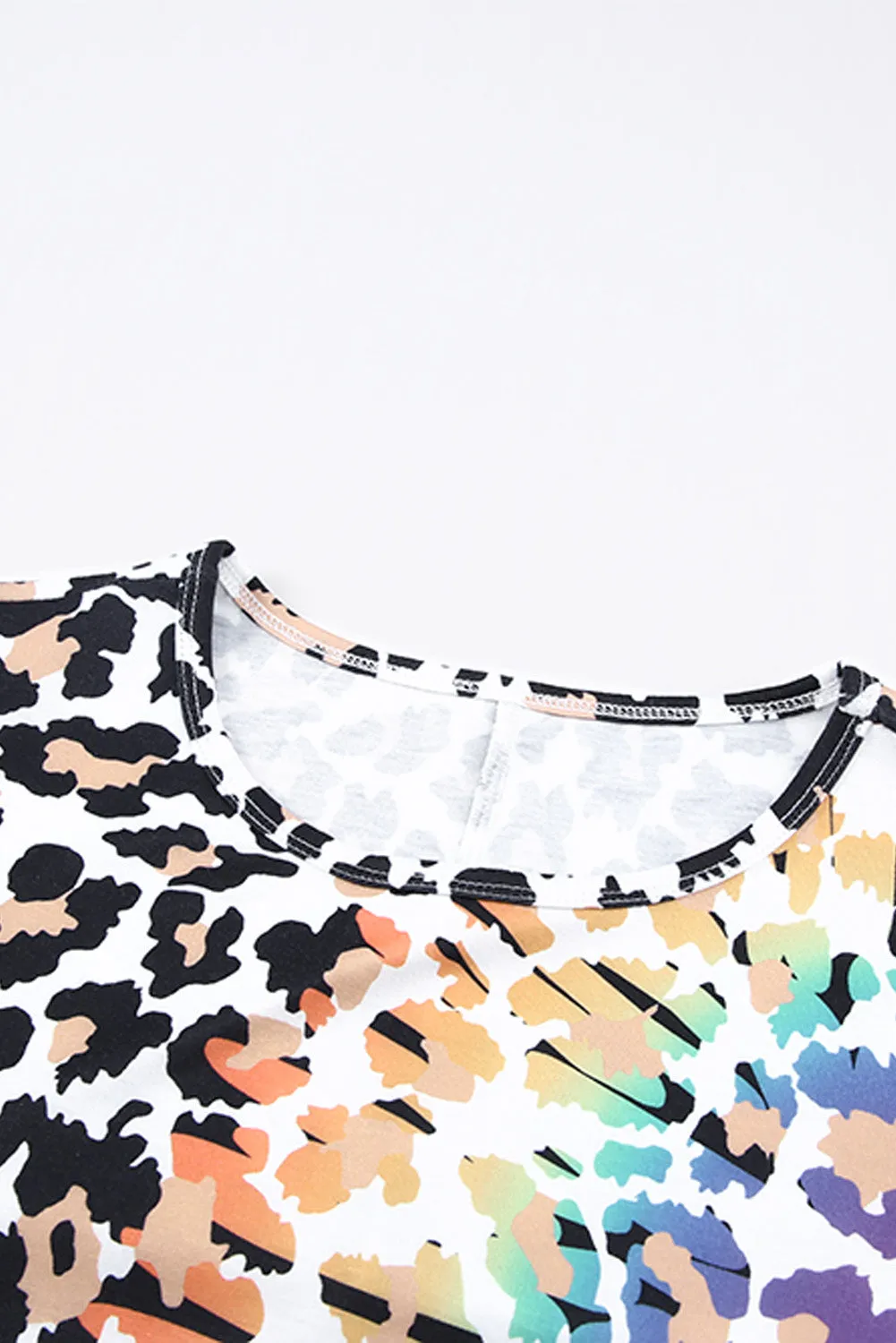 Leopard Reverse Tie Dye Rainbow Pocket Mini Dress