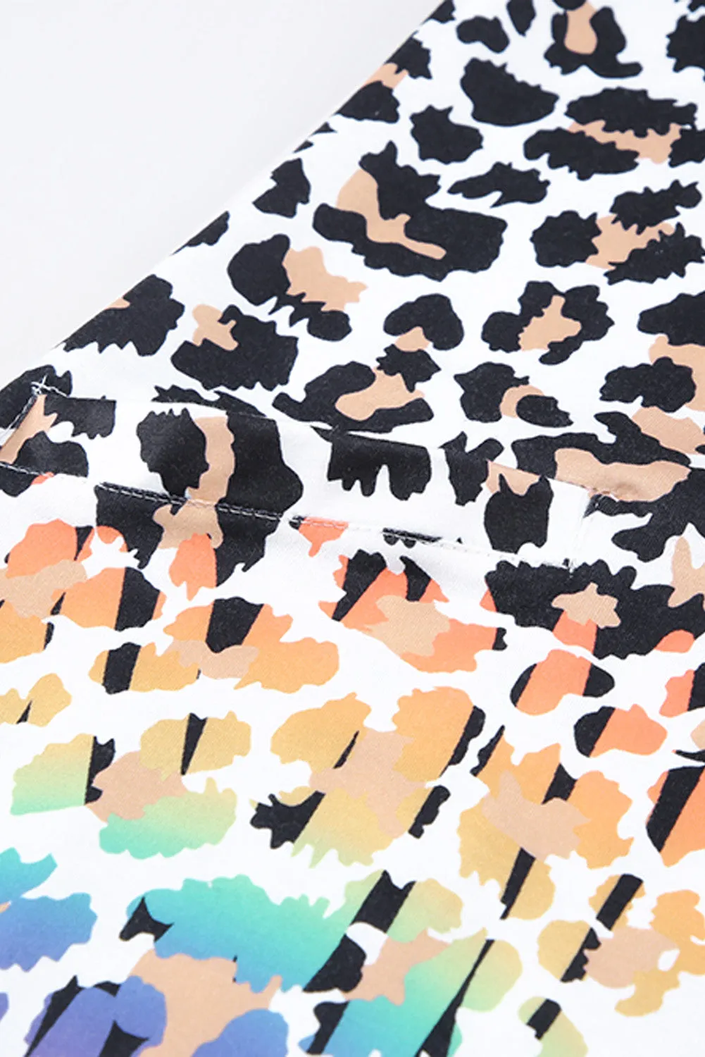 Leopard Reverse Tie Dye Rainbow Pocket Mini Dress