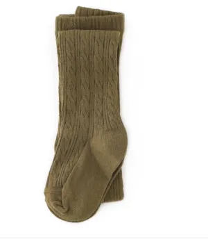 LIttle Stocking Co. Cable Knit Tights - Olive