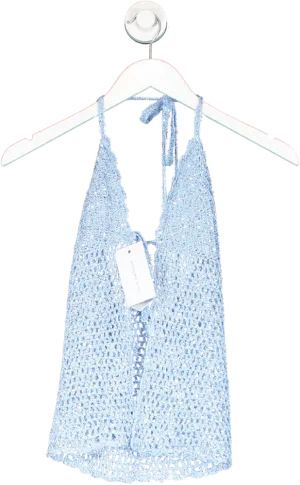 Lovers and Friends Blue Arian Halter Tie Top UK S