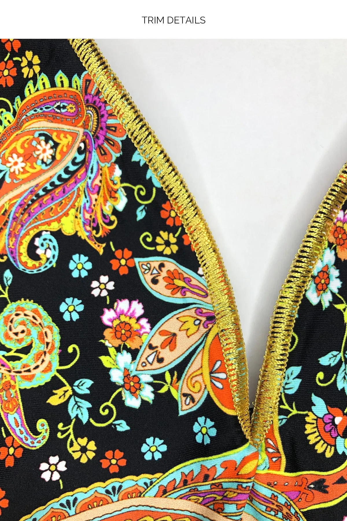 LULI GYPSY - Triangle Halter Top & Seamless Full Ruched Back Bottom • Multicolor