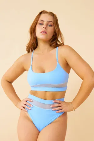 Lunalae Mila Mesh Cut Out Top - Sky Blue