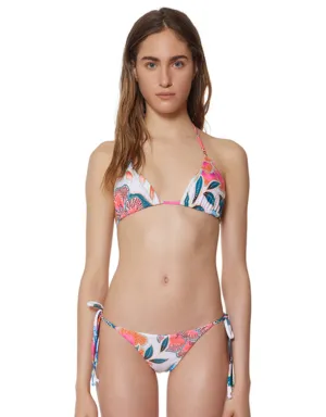 Mara Hoffman Arcadia Triangle Bikini Top in White/Pink