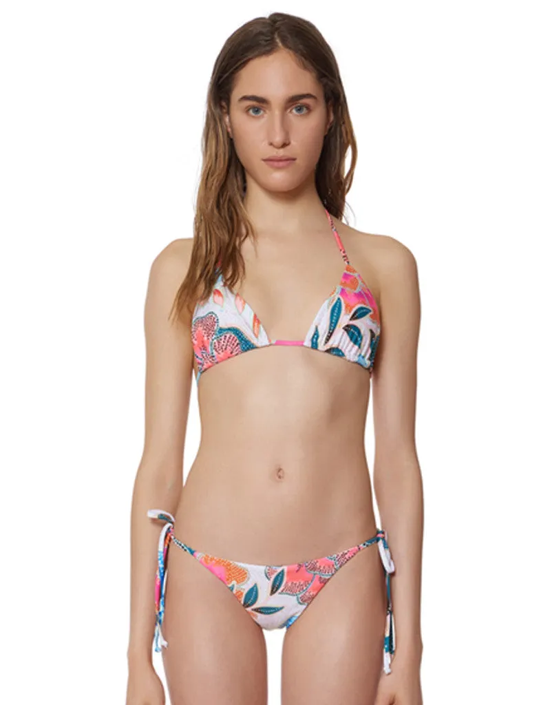 Mara Hoffman Arcadia Triangle Bikini Top in White/Pink