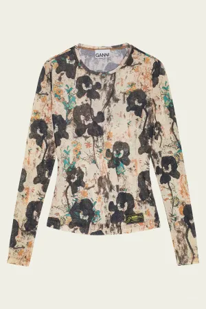 Marl Mesh Long Sleeve Top in Afterglow
