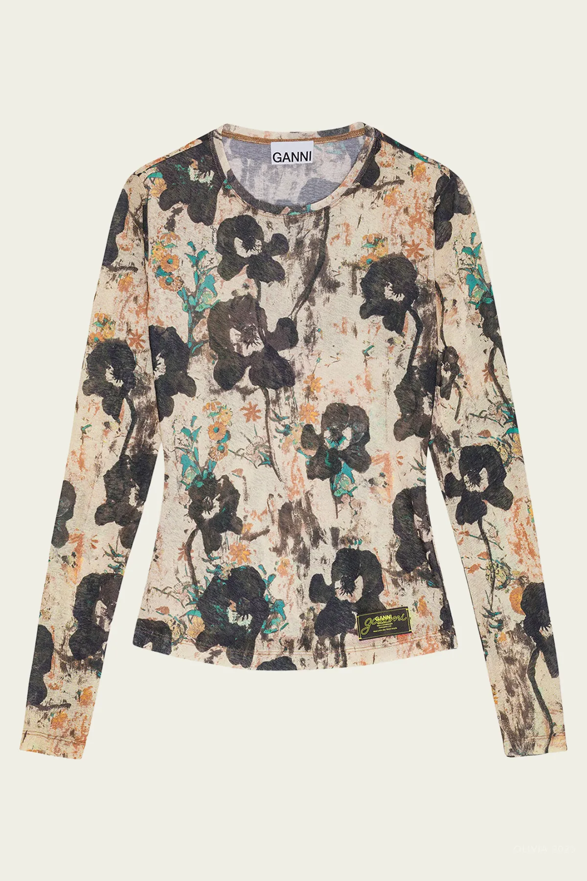 Marl Mesh Long Sleeve Top in Afterglow