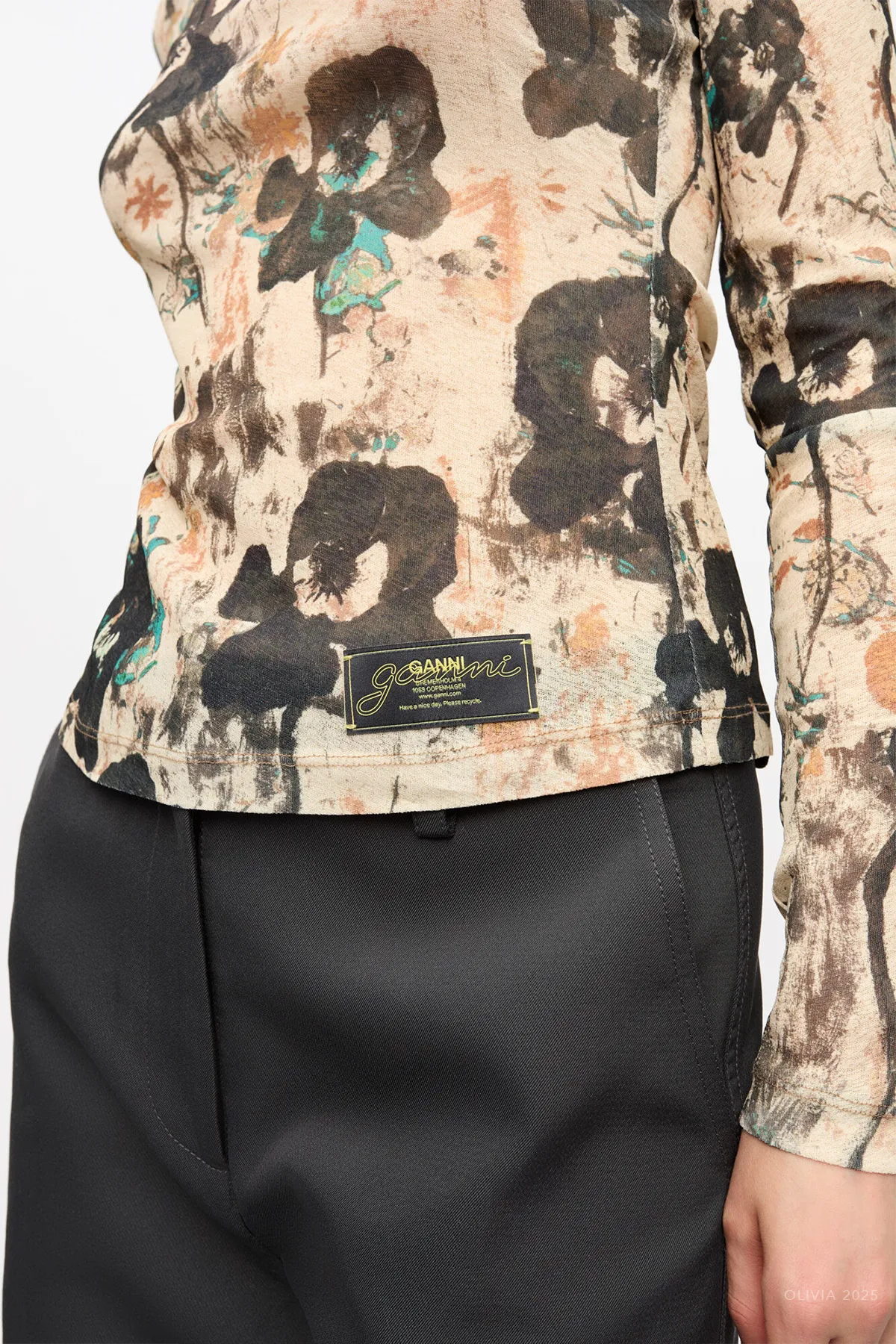 Marl Mesh Long Sleeve Top in Afterglow