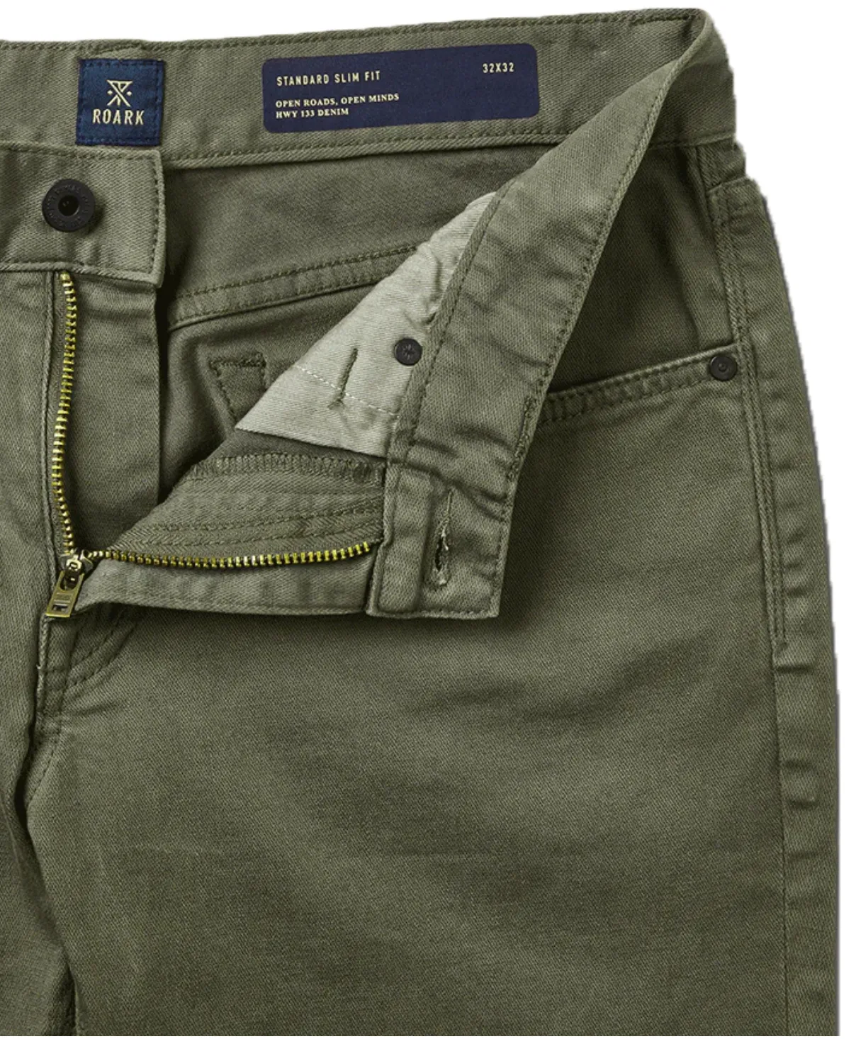 Men's Roark HWY 133 5-Pocket Slim Straight Fit Twill Jeans - Military