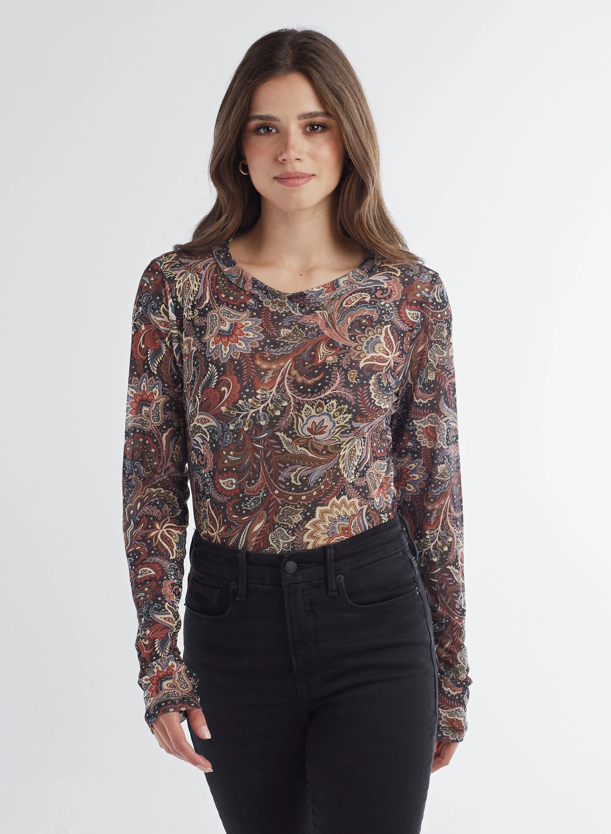Mesh Crew Neck Top