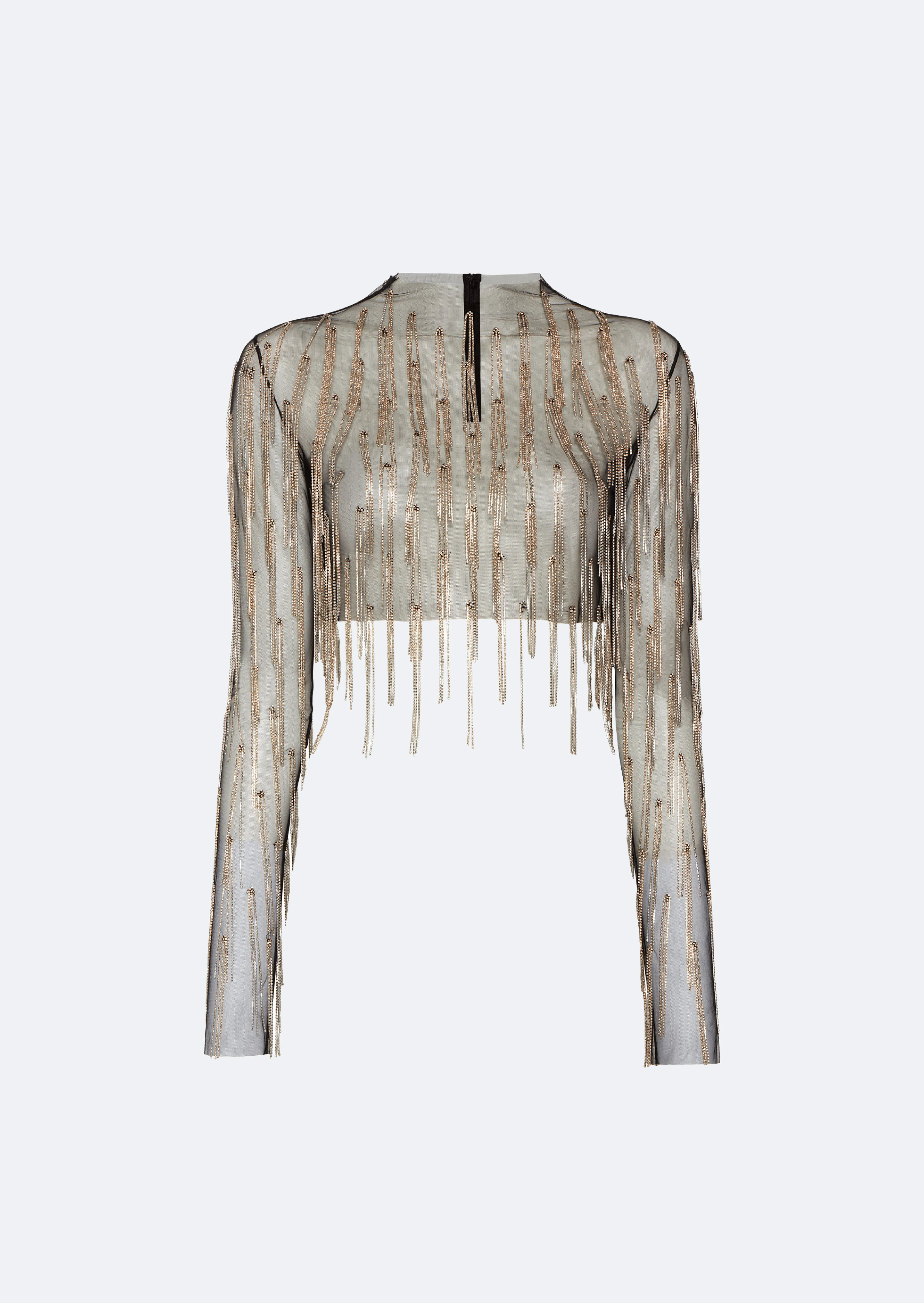 Mesh Diamond Fringe Cropped Top