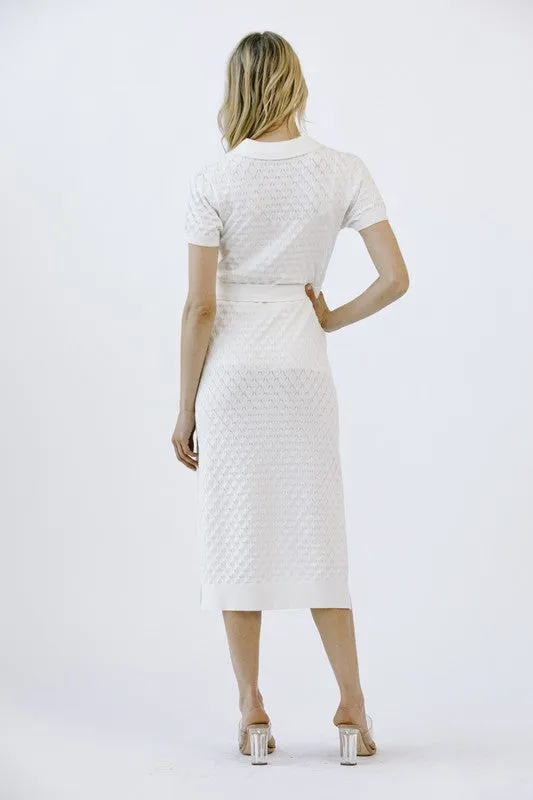 MONOCHROMATIC DIAMOND TEXTURED MIDI DRESS