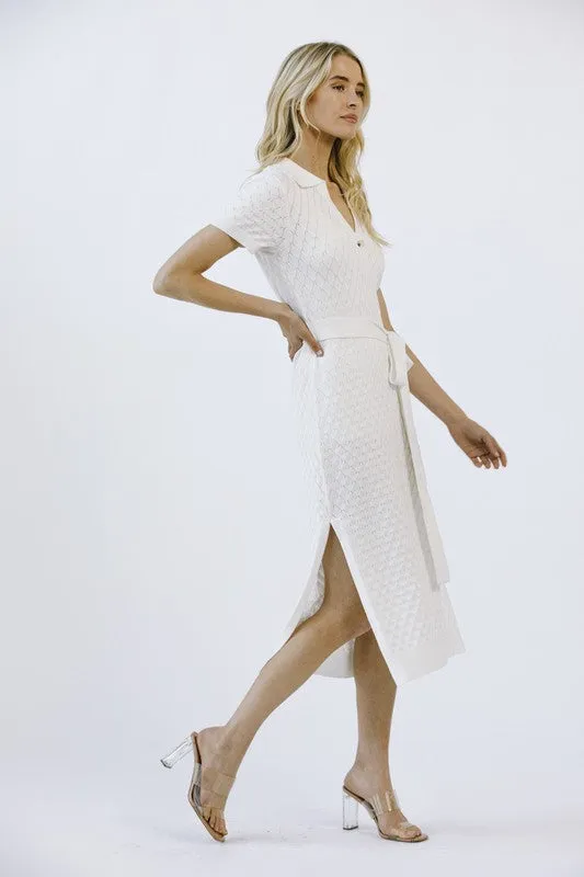 MONOCHROMATIC DIAMOND TEXTURED MIDI DRESS