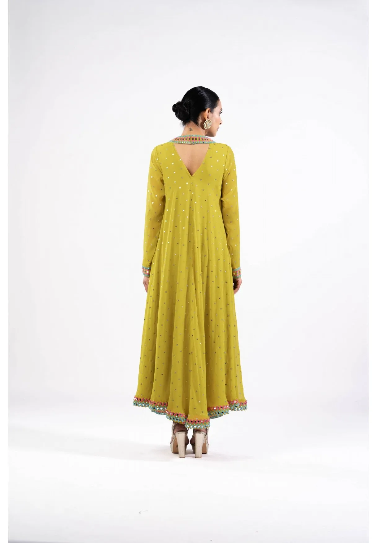 Moss Green Asymmetrical Kurta Set
