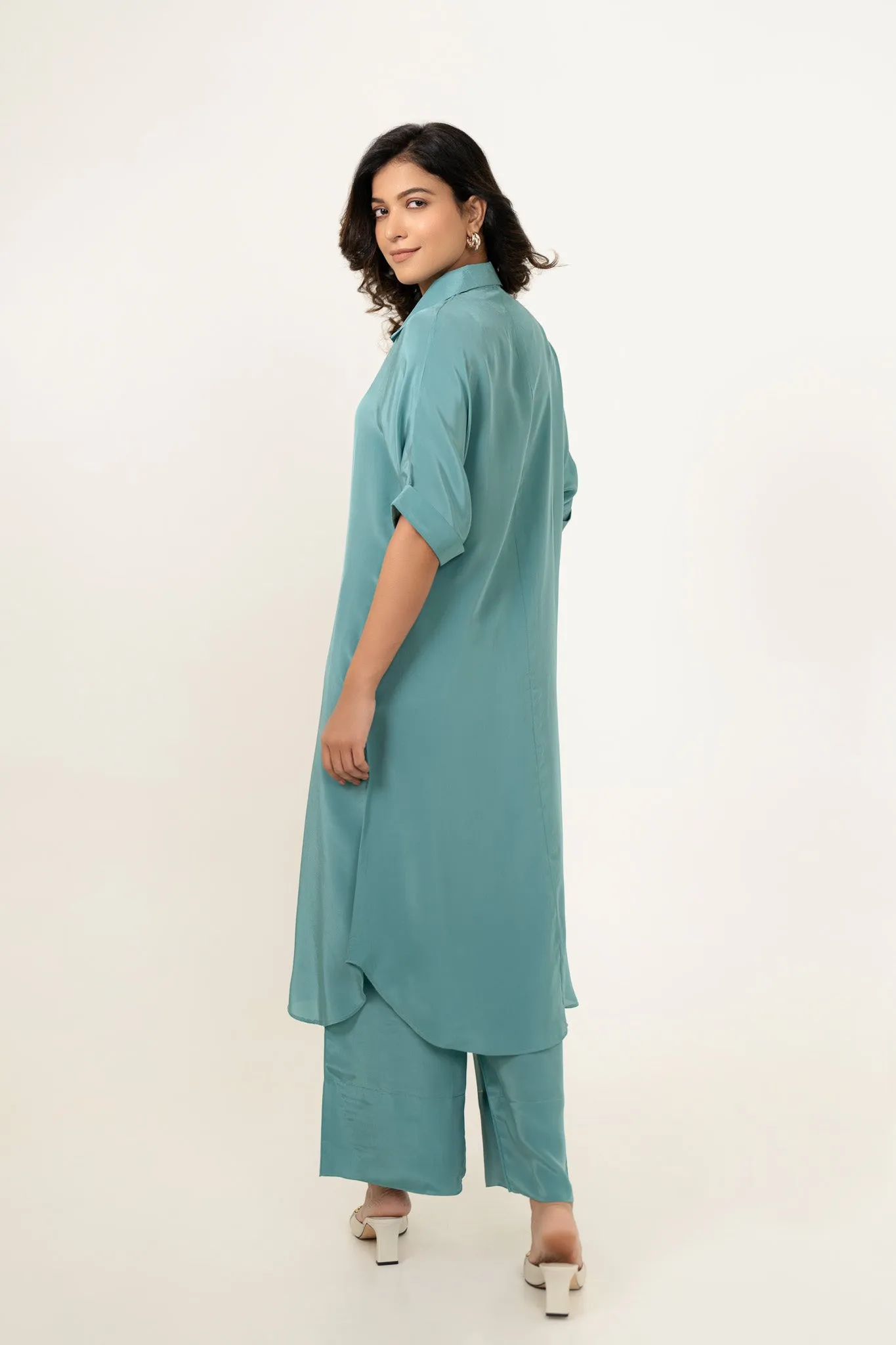 Munga Crepe Shirt Style Kurta with Pants