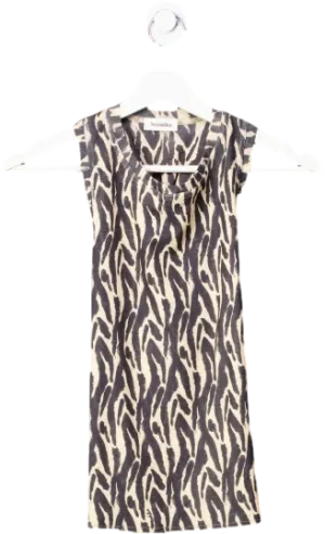 Nanushka Beige Safea Animal Printed Mesh Jersey Tank Top UK S