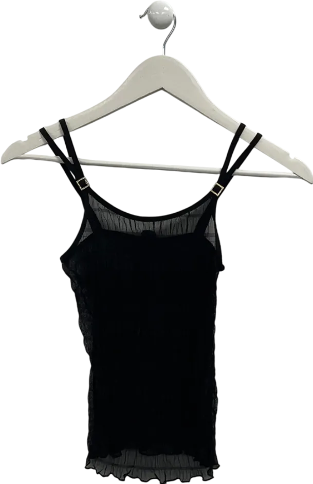 Nasty Gal Black Ruched Mesh Cami Top UK XS