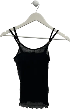 Nasty Gal Black Ruched Mesh Cami Top UK XS