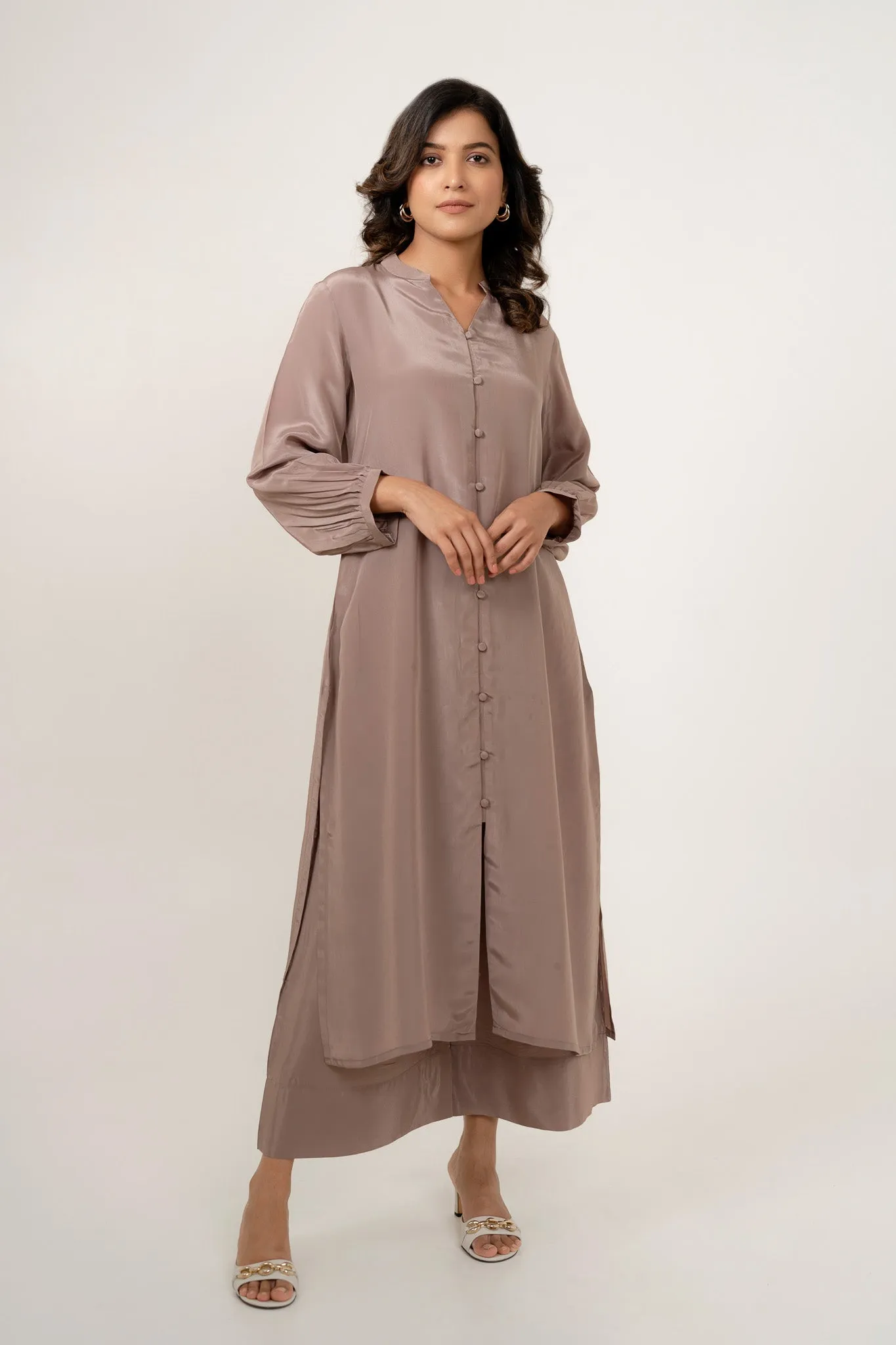 Natural Crepe Kurta Set with Pants