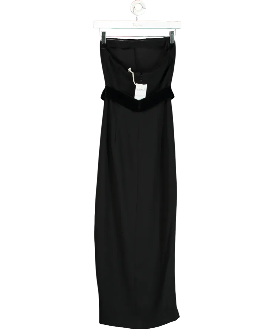 Next Black Bandeau Bow Midi Dress UK 6