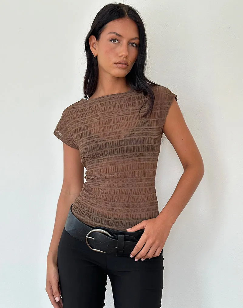Nova Ruched Top in Mesh Chocolate