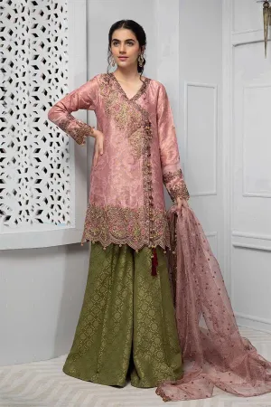 Pakistani angrakha dress in beautiful pink color # P2243
