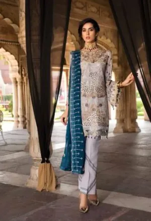 Pakistani Fresh sea with bottle green Colour Chiffon Festive Wear 2019 # C1939