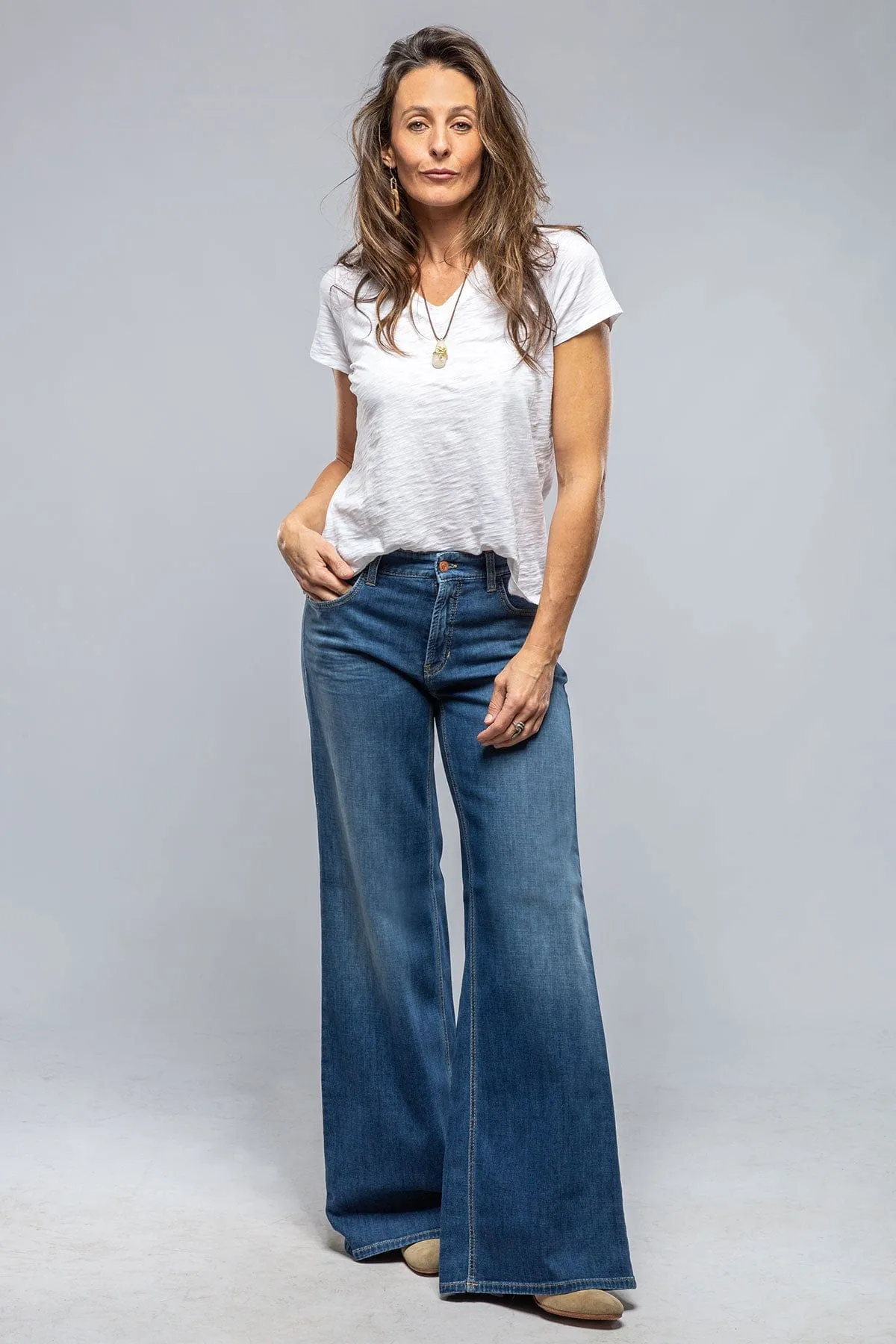 Palazzo Jean In Mid Wash Blue