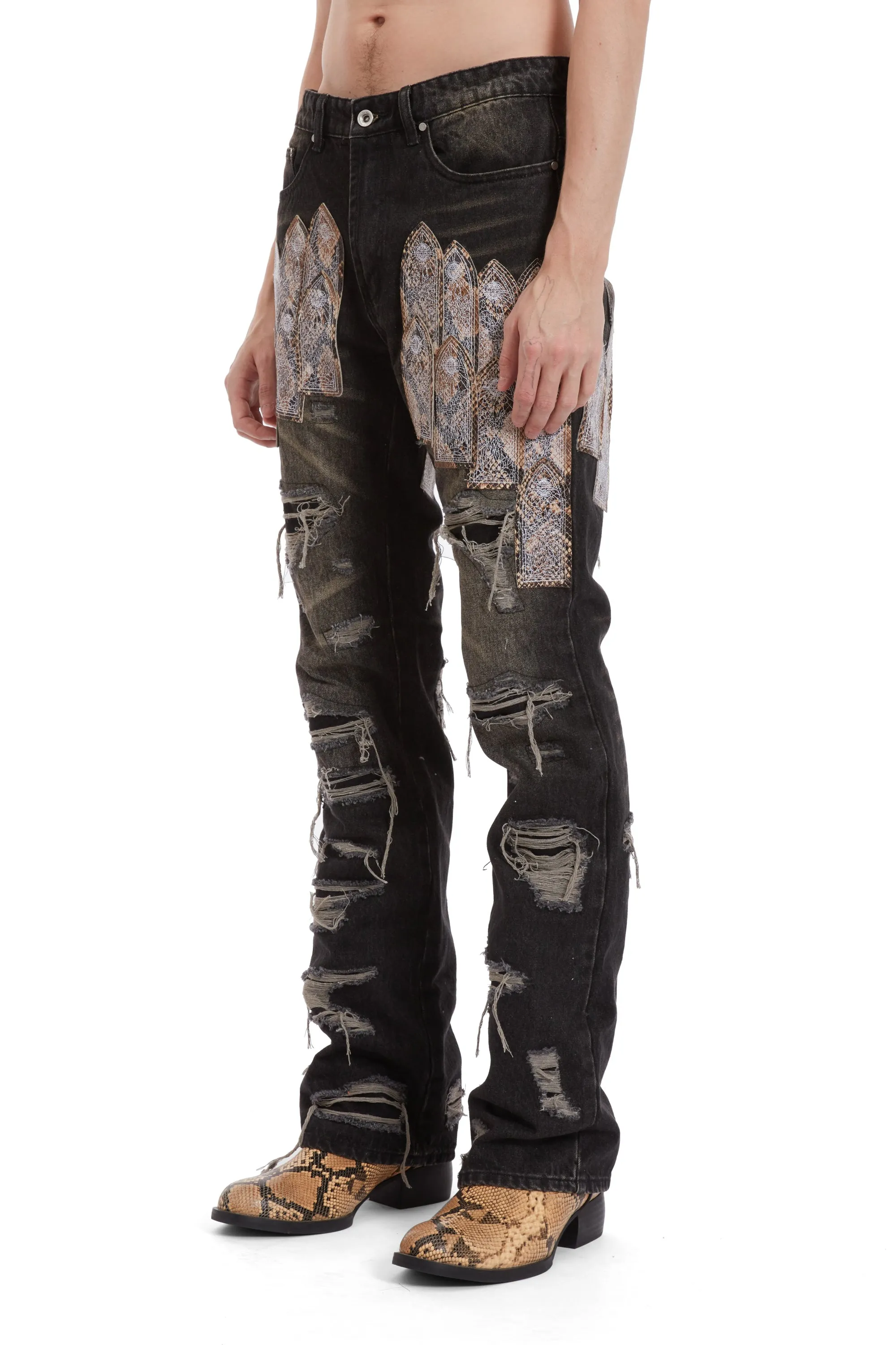 PATCHED ARCH MOCHA DENIM