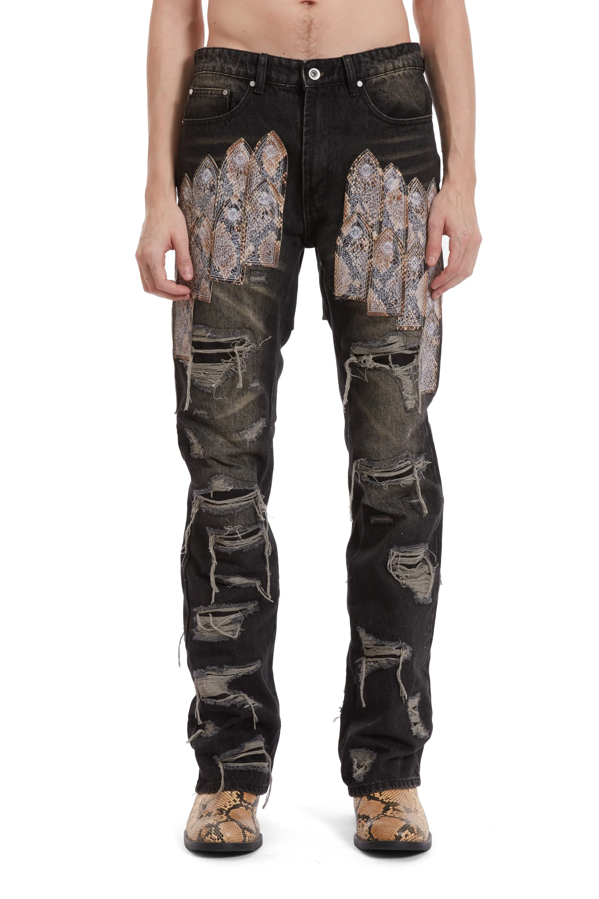 PATCHED ARCH MOCHA DENIM