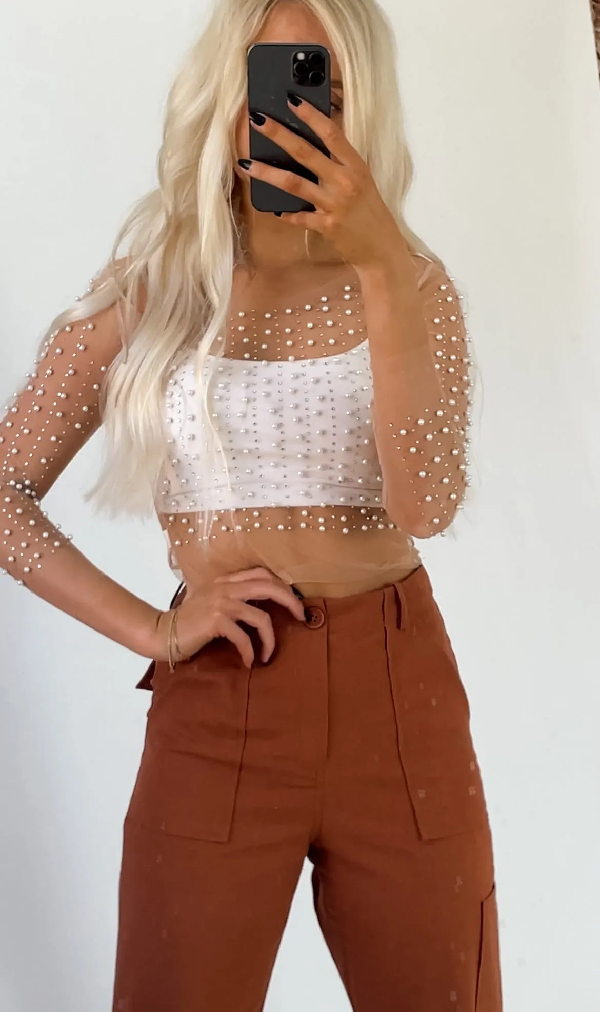 Pearl Mesh Top
