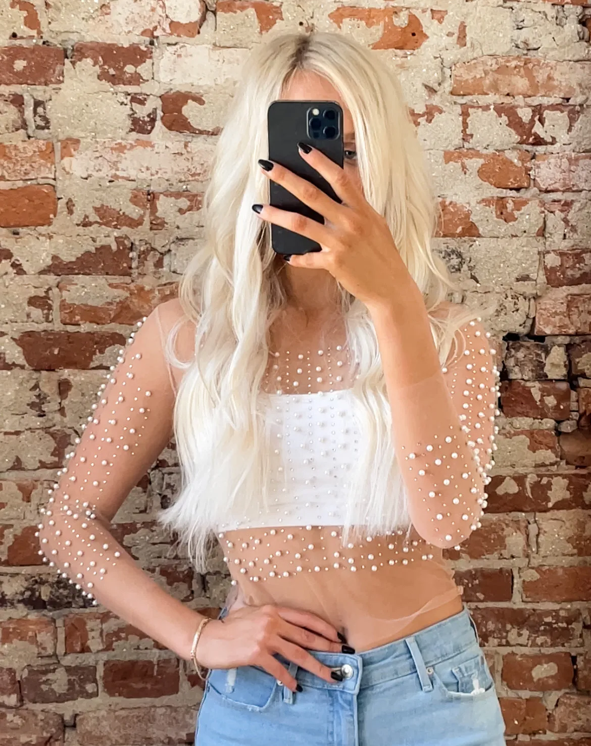 Pearl Mesh Top