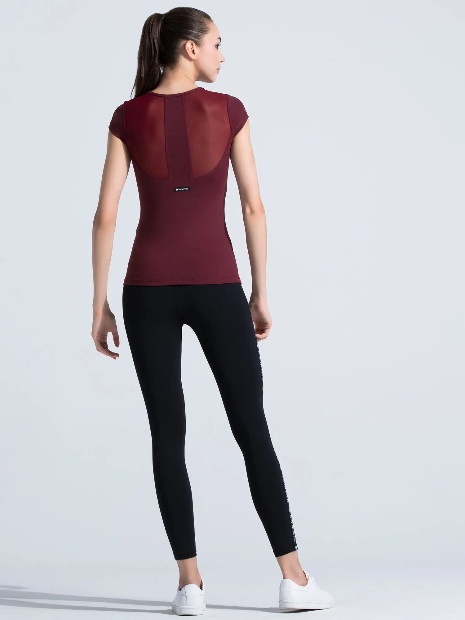 PEARL TEE, BORDEAUX/BORDEAUX MESH