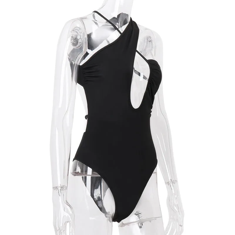 Peek-A-Boo Halter Bodysuit