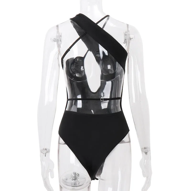 Peek-A-Boo Halter Bodysuit