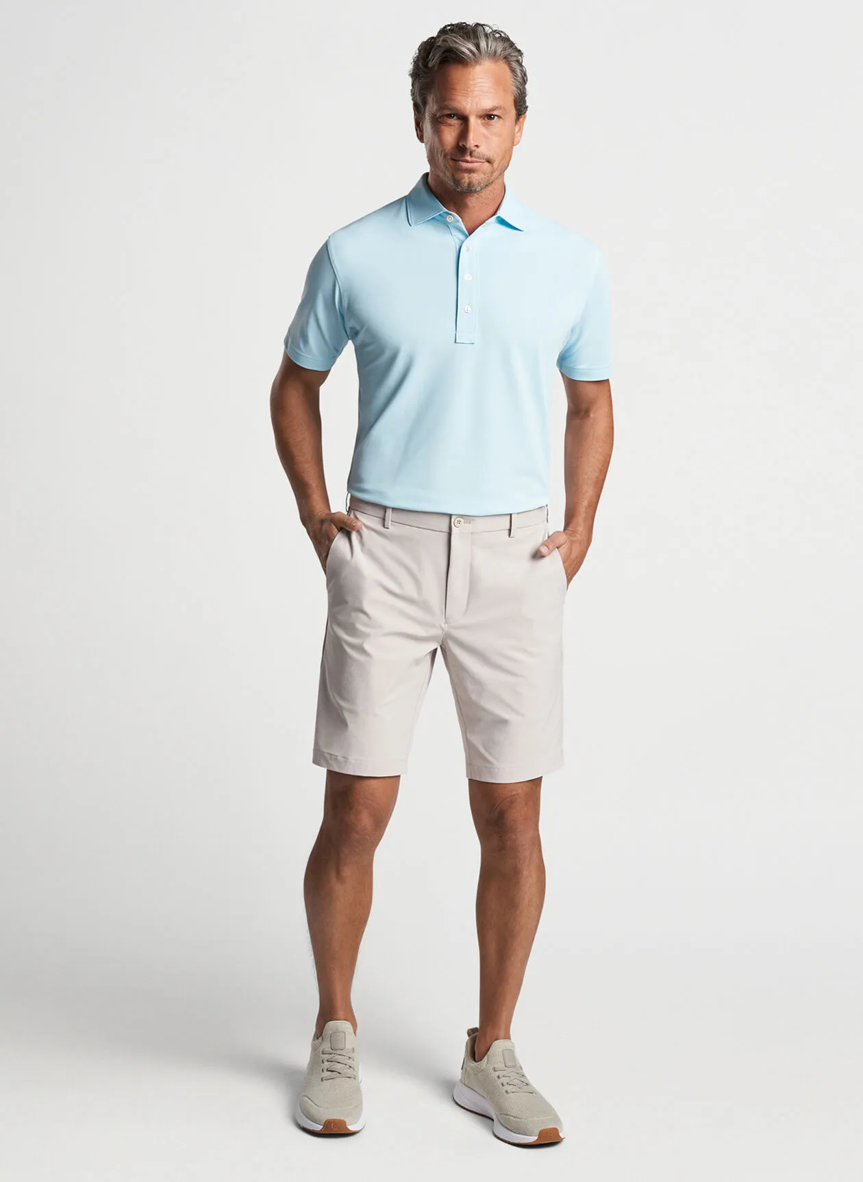 Peter Millar Mens Tailored Fit Soul Performance Mesh Polo - ICE AQUA