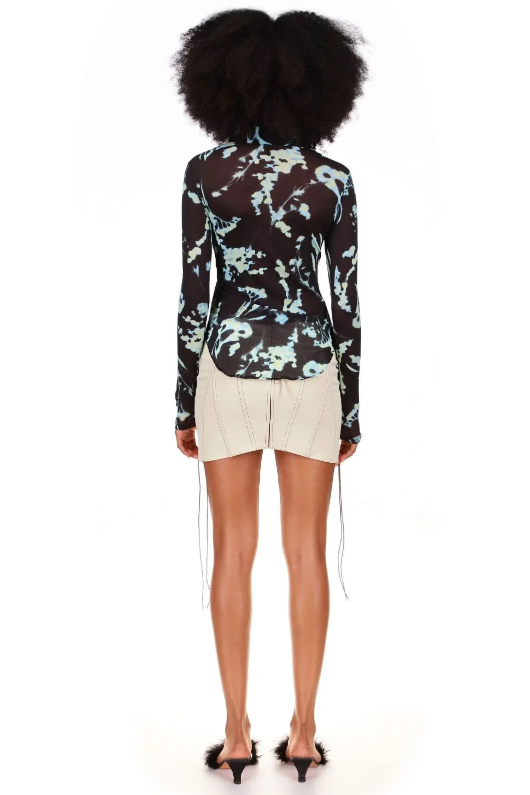 Phantom Flower Button Down Mesh Top