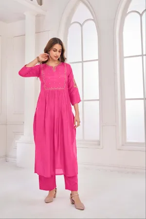 Pink Kurta Set with  Hand Pitta Work
