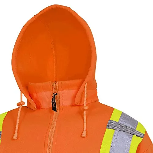 Pioneer V1060350 High Visibility Safety Hoodie, Polyester Fleece