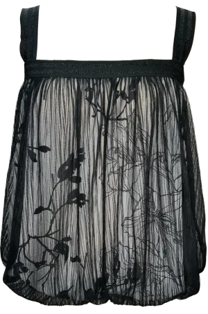 Pleated Black Mesh Bubble Top