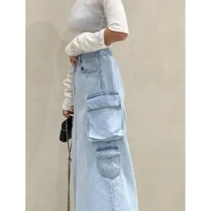 Pocket Denim Long Skirt